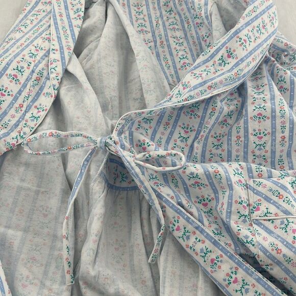 Lanz of Salzburg Robe Womens Medium Flannel Floral Hearts Stripes Belt Prairie - Picture 6 of 10